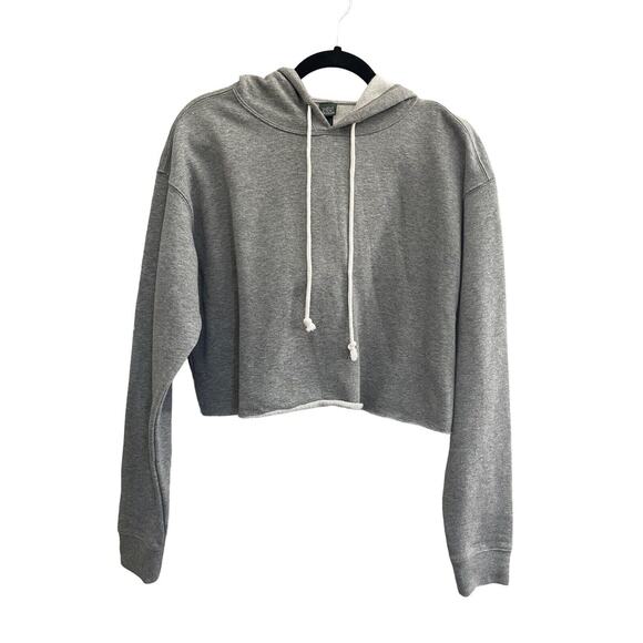 Wild Fable Women's Small Heather Gray Cropped Hoodie Oversize Drawstring #1607 - Picture 1 of 9